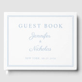 Elegant Powder Blue Script Wedding ゲストブック (正面)