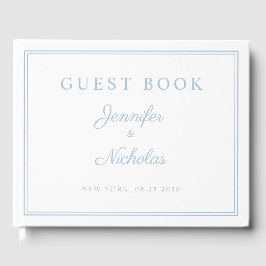 Elegant Powder Blue Script Wedding ゲストブック