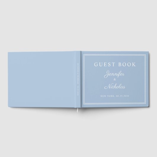 Elegant Powder Blue Script Wedding ゲストブック (全面)