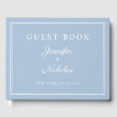 Elegant Powder Blue Script Wedding ゲストブック (正面)