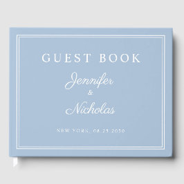 Elegant Powder Blue Script Wedding ゲストブック