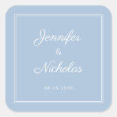 Elegant Powder Blue Script Wedding スクエアシール (正面)