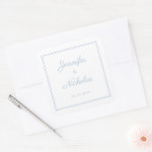 Elegant Powder Blue Script Wedding スクエアシール (封筒)
