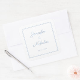 Elegant Powder Blue Script Wedding スクエアシール