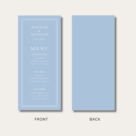 Elegant Powder Blue Wedding メニュー