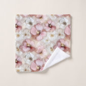 Elegant Powder Pink and Gold Flowers Bath Towels バスタオルセット (ウォッシュタオル)