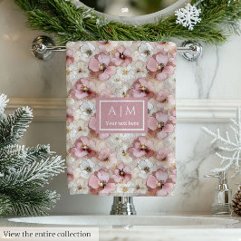 Elegant Powder Pink and Gold Flowers Bath Towels バスタオルセット