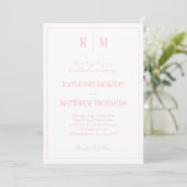 Elegant Powder Pink Monogram Wedding  招待状 (スタンド正面)