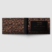 Elegant Premium Black Floral Rose Gold Wedding ゲストブック (全面)