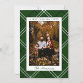 Elegant Preppy Classic Green Plaid Christmas Photo シーズンカード (正面)