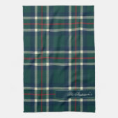 Elegant Preppy Plaid Monogram Christmas キッチンタオル (縦)