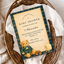 Elegant Preppy Teddy Bear Baby Shower