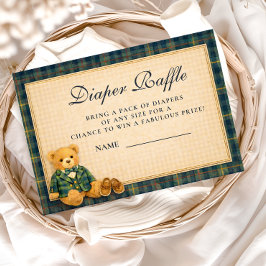 Elegant Preppy Teddy Bear Diapper Raffle エンクロージャーカード