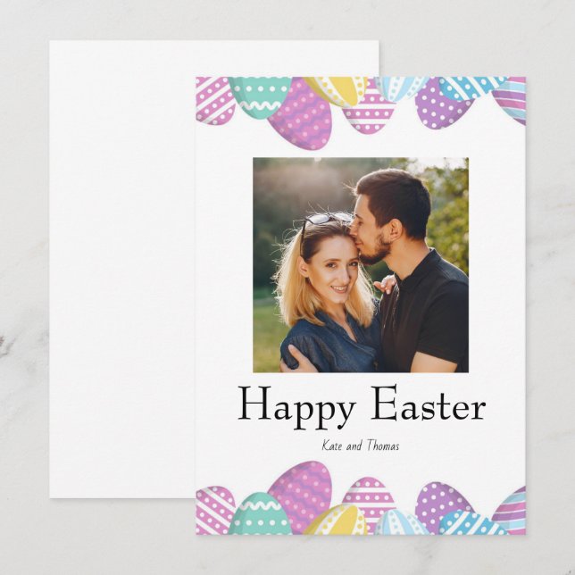 Elegant Pretty Chic Photo Happy Easter Eggs Card (正面/裏面)