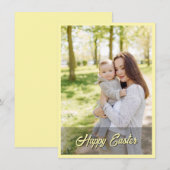 Elegant Pretty Pastel Chic Photo Happy Easter サンキューカード (正面/裏面)