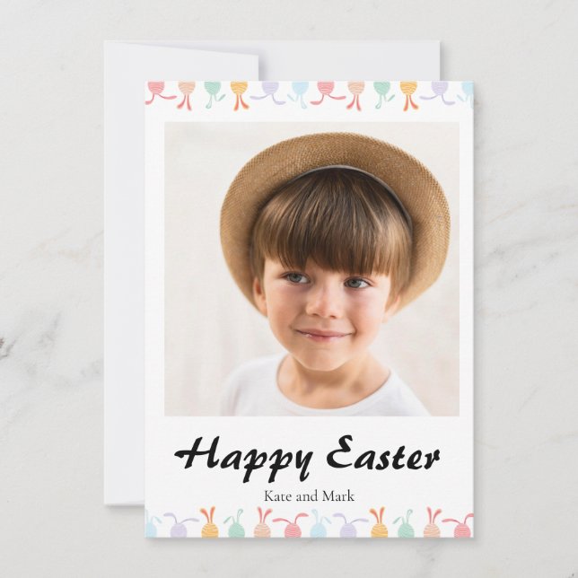 Elegant Pretty Pastel Chic Photo Happy Easter Card (正面)