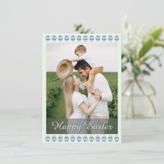 Elegant Pretty Pastel Chic Photo Happy Easter Eggs シーズンカード (スタンド正面)