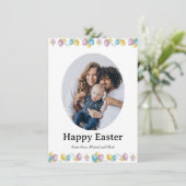 Elegant Pretty Pastel Chic Photo Happy Easter Eggs シーズンカード (スタンド正面)