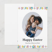 Elegant Pretty Pastel Chic Photo Happy Easter Eggs シーズンカード (正面/裏面)