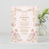 Elegant Pretty Vintage Floral Graduation Party 招待状 (スタンド正面)