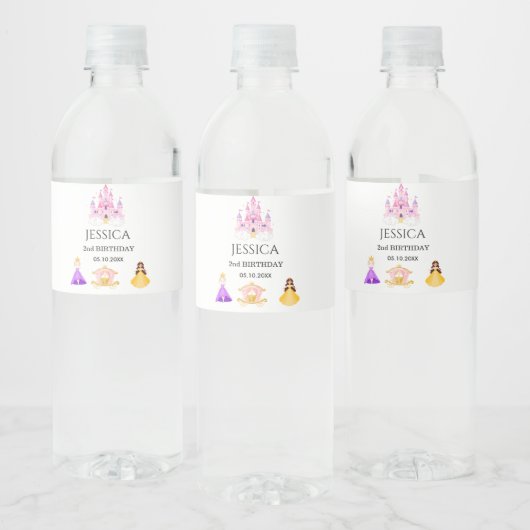 Elegant Princess Birthday Celebration ペットボトルラベル (ボトル)