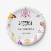 Elegant Princess Birthday Celebration ペーパープレート (正面)