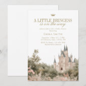 Elegant Princess Castle Baby Shower Royal 招待状 (正面/裏面)