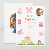 Elegant Princess Garden Birthday Party for Girl 招待状 (正面/裏面)