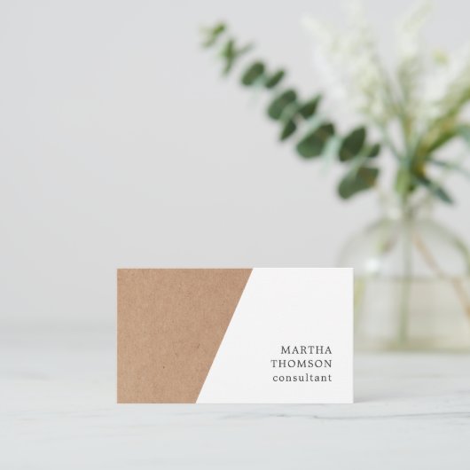 Elegant Printed Kraft White Geometric Consultant 名刺 (スタンド正面)