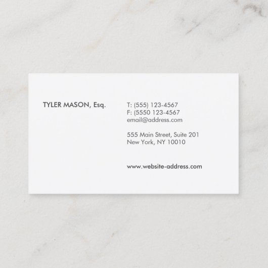 Elegant Professional Attorney Gold Border 名刺 (裏面)