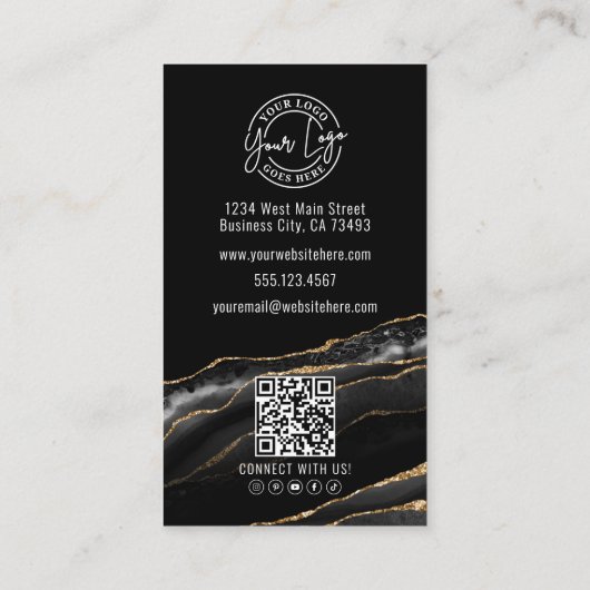 Elegant Professional Black Gold Agate 名刺 (裏面)