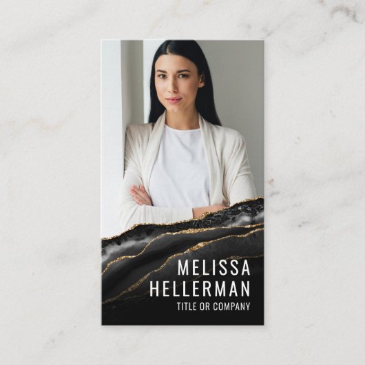 Elegant Professional Black Gold Agate 名刺 (正面)