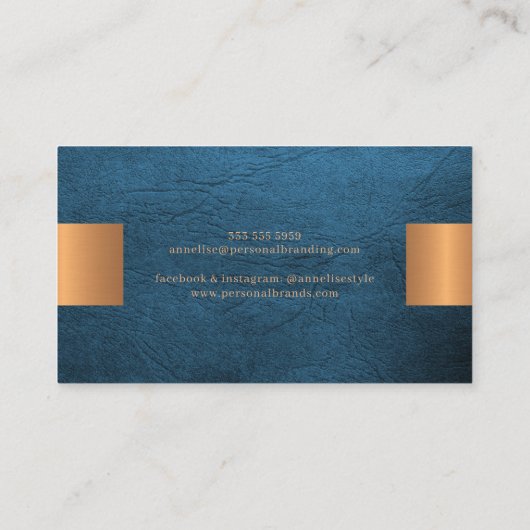 Elegant professional faux gold metallic blue 名刺 (裏面)