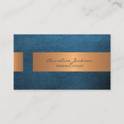 Elegant professional faux gold metallic royal blue 名刺 (正面)