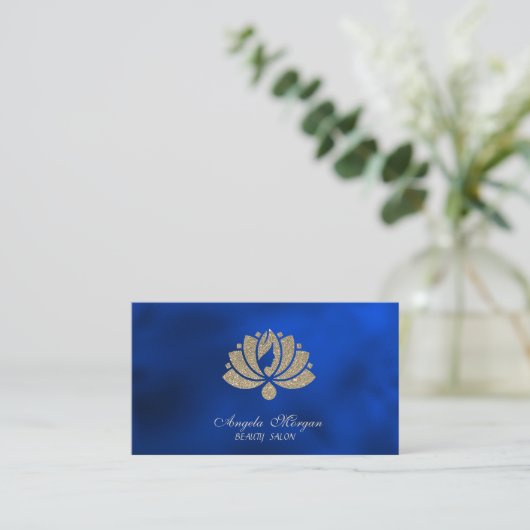 Elegant Professional Glitter Lotus Royal Blue 名刺 (スタンド正面)