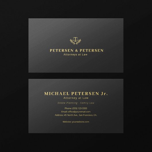 Elegant professional gold logo law firm lawyer 名刺