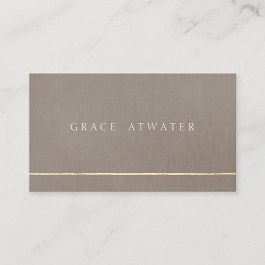 Elegant Professional Gold Stripe & Brown Taupe 名刺 (正面)