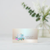 Elegant Professional Luminous Blue Sewing Machine 名刺 (スタンド正面)