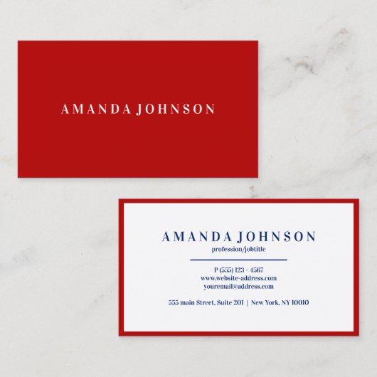 Elegant Professional Royal DARK RED 名刺 (正面/裏面)