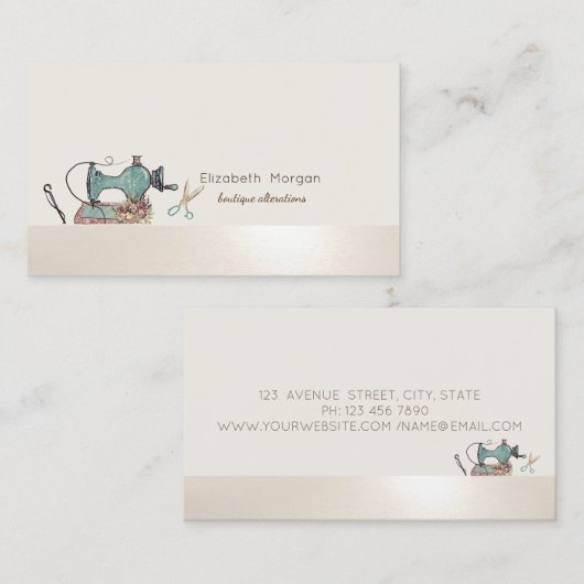 Elegant Professional Sewing Machine Scissors Cream 名刺 (正面/裏面)