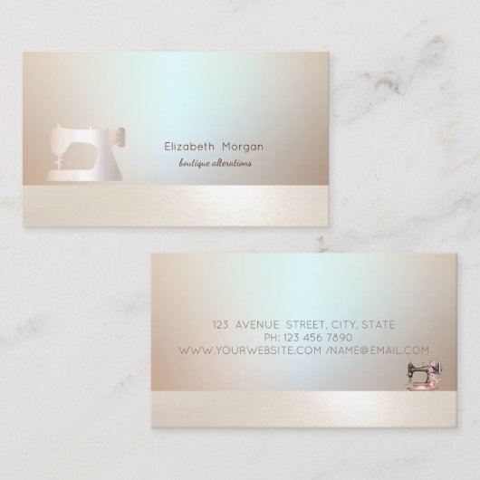 Elegant Professional Simple Gold Sewing Machine 名刺 (正面/裏面)