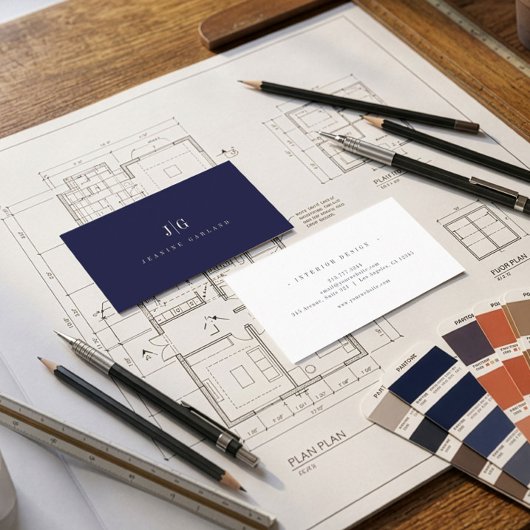 Elegant Professional Simple Monogram Minimalist 名刺