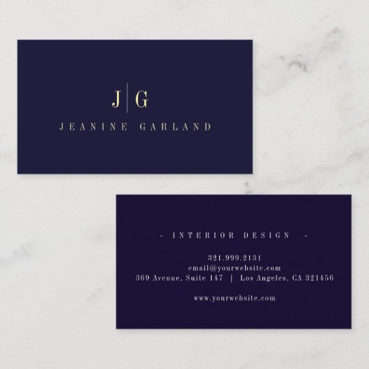 Elegant Professional Simple Monogram Minimalist Bu 名刺 (正面/裏面)