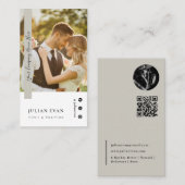 Elegant Profile Photo Sage Green Photographer 名刺 (正面/裏面)