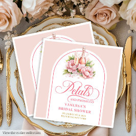 Elegant Prosecco and Petals Gold Accent Napkins