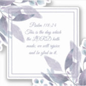 Elegant Psalm 118:24 This is the Day Purple Floral シール (正面)