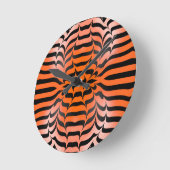 Elegant Psychedelic Orange Black Tiger Skin Print ラウンド壁時計 (傾斜)