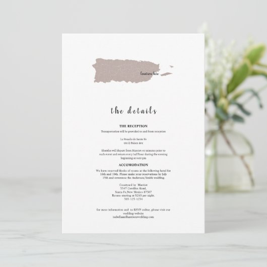 ELEGANT Puerto Rico Wedding Invitation Details 招待状 (スタンド正面)
