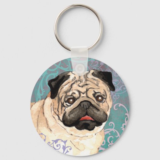 Elegant Pug キーホルダー (正面)
