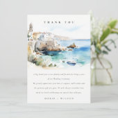 Elegant Puglia Italy Watercolor Landscape Wedding サンキューカード (スタンド正面)